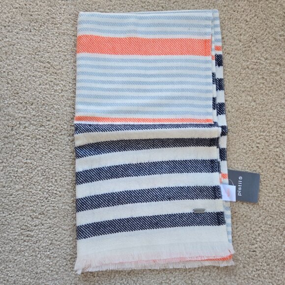 pistil Accessories - NWT Pistil Wool Blend Scarf Navy Orange, Light Blue